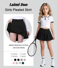 Women Pleated Skirt Tennis Golf Skorts With Lining Shorts Athletic Pleated Skirts For Women - 藍色格子 - 查看 10