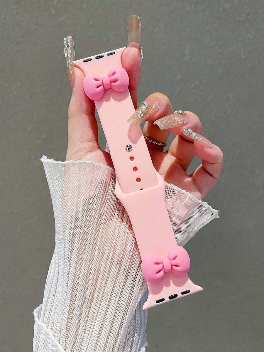 女士水钻蝴蝶结替换表带,适用于 Ultra/SE/8/7/6/5/4/3/2/1、新款 S10 系列 - 玫紅色 - 查看 1