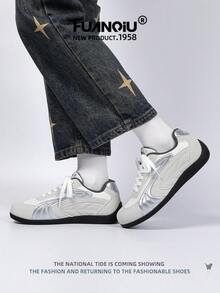 HUANQIU 2025新款男鞋男士滑板鞋一双时尚休闲透气高帮居家办公户外运动鞋多功能轻便舒适德迅鞋赛车鞋休闲鞋休闲鞋跑步鞋灰色四季鞋