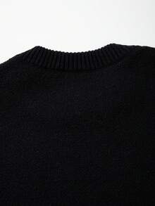 秋冬新款男士街头美式提花图案圆领休闲宽松插肩袖套头针织衫，男女通用