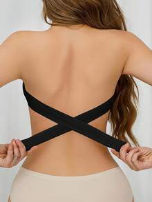 Women's Elegant Strapless Bra With Crisscross Closure And Removable Silicone Pads - Non-Slip, High Support, No Wire Rings, Black, Adjustable Straps, Enhanced Comfort And Support, Comfort Slimming Underwear - 白色 - 查看 2