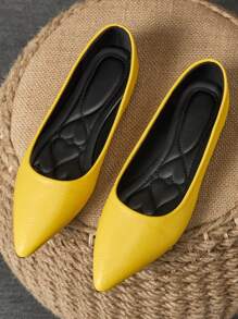 MonaNise Women's Pointed Toe Fashion Low Vamp Flats, Outdoor Casual Wear, Purple, Champagne, Red, Yellow, Black