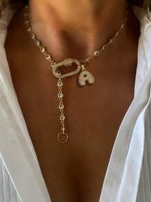 1pc Women's Round Bead Chain Necklace With 3D Letter Pendant And Mountain-Shaped Clasp, Elegant Sophisticated Fashion Design, Suitable For Holidays Or Parties - Golden - View 2