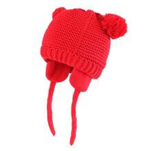 Toddler Boys Girls Beanie Hat Thermal Lined Knit Kids Hat With Ear Flaps Baby Warm Winter Hat - Double Ball Small Earmuffs - View 29