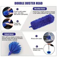 Ceiling Vacuum Cleaner With Extension Pole, Spider Web Cleaning Brush, Cleaning Kit For Vacuum Cleaner And Ceiling Fan, 15-100 Inch Stainless Steel Telescopic Pole, Washable (Handle Style May Vary Due To Product Batch, Which Is Normal And Does Not Affect Use) - Multicolor - View 7