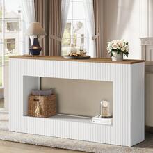Tribesigns Modern Console Table, 55-Inch Wood Entryway Table With Storage, Narrow Long Sofa Table Behind Couch Table For Living Room, Foyer, Hallway, White - White - View 10