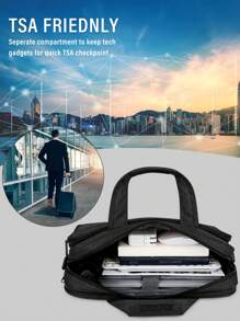 NEWHEY 15.6英寸笔记本电脑包，公文包款式，防水笔记本电脑手提包，可扩展笔记本电脑斜挎包，男士适用，适合旅行、商务和工作场合 - 黑色 - 查看 8