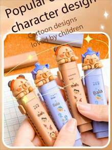 1 pieza/2 piezas Goma de borrar de oso Kabebe, Nezha, Ao Bing de dibujos animados lindos, retráctil, sin rastro, adecuado para estudiantes de primaria (1 carcasa exterior, 2 recambios)