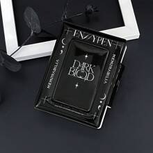 1 pezzo Semplice Portafoto Nero Sangue Scuro, Porta Card EN-HYPEN, Merch EN, Album, Raccoglitore Kpop in Materiale PU Lucido, Busta Portafoto 3-3,5 pollici, Libro Card Creativo con Simbolo Luna e Stella, Libro Card Esclusivo Star Chasing