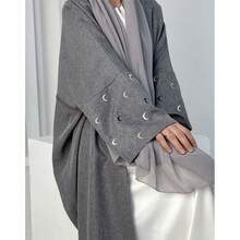 1 chiếc khăn trùm đầu Abaya thêu hình mặt trăng, phù hợp để mặc hàng ngày cho phụ nữ, mọi mùa - Nhiều màu - Xem 9