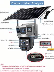 V380 Pro Solar 4G LP Camera CCTV 12MP Two Lens Three Screen Auto Tracking Outdoor 10X Zoom 6K Security Surveillance PTZ Camera, 4G Outdoor And Indoor Security Home Cameras, Wireless 4G Cameras - 4G SIM Card Camera - View 2