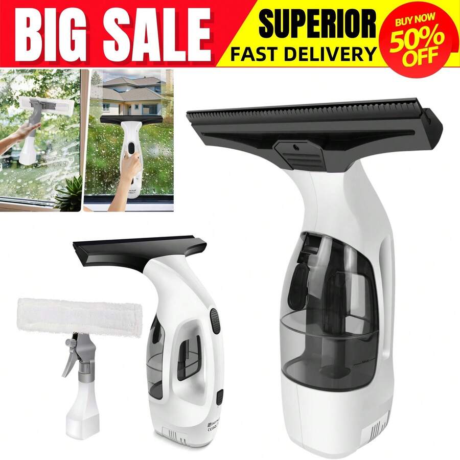 Cordless Window Vacuum, Rechargeable Vacuum Cleaner Compact Electric ...