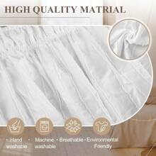 King Size Bed Skirt 15 Inch Drop Boho Wrap Around Bed Skirt White Adjustable Elastic Dust Ruffle With Tufted Dot For Home Hotel Decor - 白色 - 查看 3