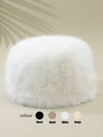 1개 여성용 솔리드 컬러 패브릭 인조 모피 패치워크 두꺼운 방풍 플랫 탑 패션 다용도 낚시꾼 모자, 가을/겨울 야외 및 캐주얼 착용에 적합