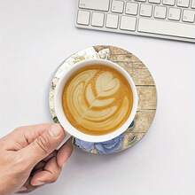 Set Of 4, Literary Vintage Floral & Butterfly Coasters - Round Wooden - Choose From 1 Set Or 46 Sets, Perfect For Home Decor, Restaurant And Housewarming Gifts, Suitable For Dining Table, Study, Office, Cafe, Bar, Birthday Gift For Family, Friends, Partner, Kitchen Decoration, Kitchen Accessories,Coaster Set,Coasters Drink Coasters,Coaster For Cup At Home - Multicolor - View 3