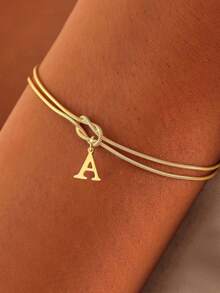 1 件 A-Z 大写 26 个字母不锈钢字母手链，结式情侣款手链，个性化休闲配饰