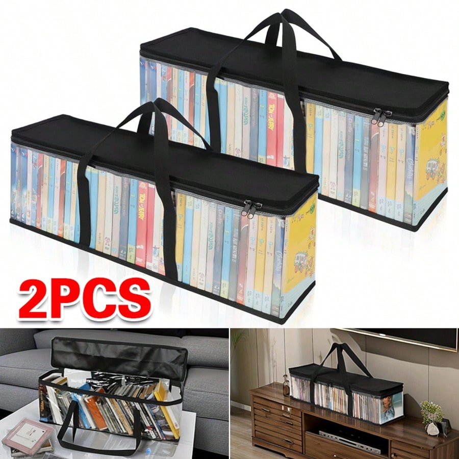 2X Large Clear Holds DVD CD Storage Holder Easy Zip Closure Carry Bag Organizer