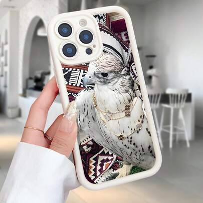 Fierce Animals 1件装 威武白鹰图案 米色 TPU 磨砂防滑表面手机壳 兼容 11/12/13/14/15/16 Pro Max 和