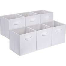13"X13"X13" 6-Pack Foldable Storage Bins Collapsible Closet & Toy Organization Boxes Space Saving Fabric Cubes For Shelves White - 白色 - 查看 1