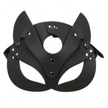 1-Piece Catwoman Mask And Collar Set - Punk Style Faux Leather Superhero Costume Accessory, Suitable For Daily Parties, Role-Playing, And Cosplay (Black Gothic Themed Adult Costume, Halloween) - Multicolor - View 4