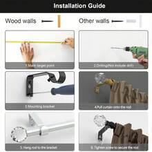 5/8英寸窗帘杆，搭配透明水晶装饰尖顶，有白色、黑色、金色、银色可选，适合28至144英寸的窗户。易于安装的坚固窗帘杆支架套装。适用于卧室、厨房、客厅、餐厅或办公室，现代优雅风格，外观简约时尚！