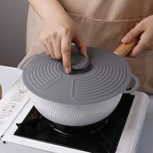 1pc Silicone Pot Lid Set, Heat Resistant Microwave Cover, Reusable Silicone Suction Lid Fits Bowls, Cups, Plates And Pans, With Dual Ear Anti-Spill Lid, Suitable For Stove And Kitchen Accessories, Family Dinner Supplies, Party Supplies - Multicolor - View 11