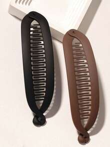 2个/套 哑光大号纯色香蕉发夹 发饰，爪夹，发爪，发卡，发夹，发卡，头部饰品，发夹 - 彩色 - 查看 4