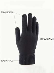 3Pcs Winter Beanie Hat Circle Scarves Touchscreen Gloves Set, Warm Thick Thermal Lined Skull Cap Gloves Neck Warmer For Men Autumn Outfits - A - View 5