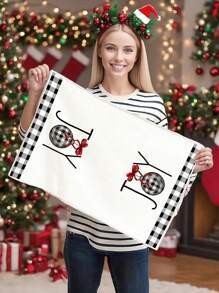 Two Pieces Christmas Kitchen Towel - Christmas JOY Christmas Tree Style Hat Design, 18X27.5 Inches, Polyester Fiber - Perfect For Vacation Home Decoration And Party Supplies Shower Towels For Beauty Salon, Hotel Sports,Home Essentials, Towel, Skin Care