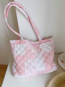 1个花卉印花拼接女士优雅休闲手提包，大容量单肩包，适合工作通勤旅行日常必需品收纳，可装手机、钱包、平板电脑、充电器、化妆品等，是送给朋友的好礼物。 - 彩色 - 查看 12