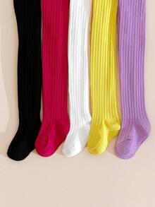 Set de 5 pares de medias de niña con rayas verticales de colores, uso versátil, estilo personalizado, colores de caramelo - Multicolor - Ver 6