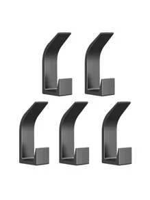 5/10pcs Bathroom Wall Hooks, No Drilling Required, Art Deco Style, Strong Adhesive Door Back Hooks, For Hanging Clothes, Hats, Handbags, Wall Hanging Household Gadgets, Home Organization Bathroom Accessories Bathroom Tools