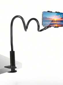 1pc Phone Stand Phone Holder 360° Rotating Universal Adjustable Gooseneck Slouchy Smartphones Bracket, Overhead Cell Phone Mount, Double Clip Mount, Compatible With Cellphone 4-7'', Reserve The Charging Port,Suitable For Various Scenarios, Such As Living Rooms, Bedrooms, Kitchens, Toilets, Etc., And Is Also A Perfect Choice For Giving Gifts.
