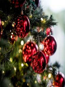 24pcs/ Red Christmas Ornaments Set - Shatterproof Christmas Tree Balls - 3 Styles, 3 Sizes With Hanging Loops And Hanging Rope To Decorate Christmas Tree - Ideal For Indoor And Outdoor Holiday Decor