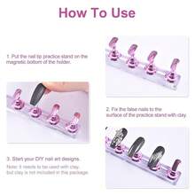 2 Sets Nail Display Stands, Nail Display Stand Painting Nails Nail Magnetic Practice Stand, Nail Polish Practice Nail Art Kit Beginners, Home And Nail Salon Use (Silver) - 銀色 - 查看 7