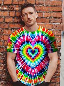 Unisex Retro Tie Dye Shirt For Men Women 70S 80S Hippies Senior Tie-Dye Tee Tshirt 3D Cool Graphic Short Sleeve Men's Tie Dye T Shirts Hippies Senior Short Sleeve Tie Dye Tee Shirt For Men - 彩色 - 查看 5