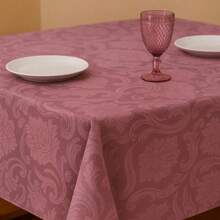 Durable And Elegant Rectangular Jacquard Fabric Tablecloth 4/6/8 Seats Luxury Promotion - 紅木色 - 查看 2