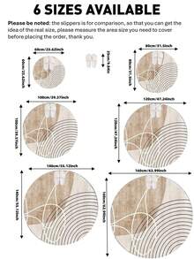 1 块圆形地毯，米色现代几何设计，防滑，易于清洁，多种尺寸可选，适用于玄关、客厅、办公室、卧室、书房、室内地毯、防滑、可洗地毯、房间地毯、客厅地毯、卧室地毯、床边地毯、卧室装饰、家居装饰、客厅装饰 - 彩色 - 查看 4