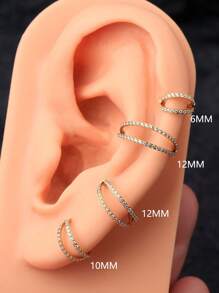 1pc Double Cartilage Nose Ring Stainless Steel Septum Ring Cochlear Piercing Jewelry Septum Ring Cartilage Earring Helix Tragus Gold Silver 18G 16G 8mm 10mm Women's Daily/Travel/Party/Dance Wear, Mother's Day, Valentine's Day, Christmas, Birthday Jewelry Gift - Double Cartilage Earrings - View 8