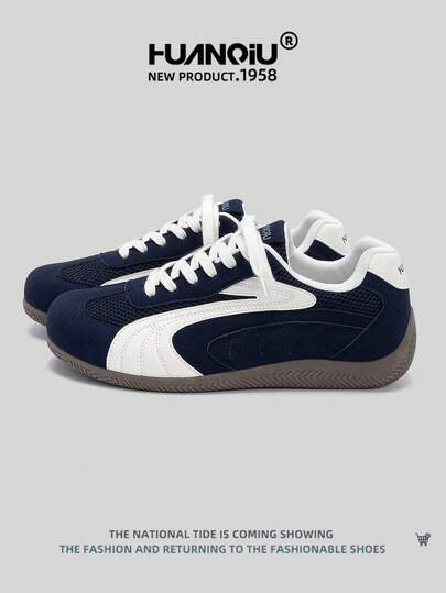 HUANQIU 2025 New Men's Shoes Men's Skateboard Shoes A Pair Of Fashionable Casual And High-Rise Breathable Home Office Outdoor Sports Shoes Multifunctional Lightweight And Comfortable Dexun Shoes Racing Shoes Casual Shoes Running Shoes Blue And White Four-Season Shoes