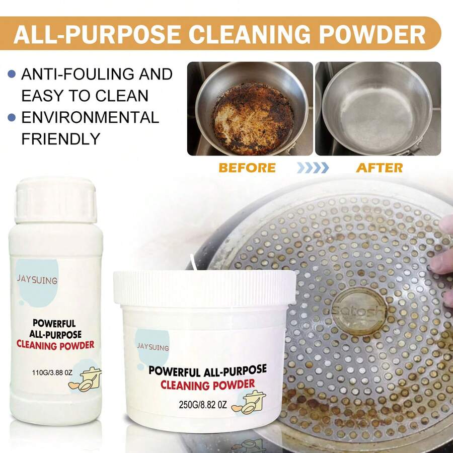 JAYSUING Multifunctional Kitchen Cleaning Powder Removing Grease Stains Dirt For Kitchen Range Hoods Stovetops Ovens Oil Cleaner Bubble Powder 110g/250g - 白色 - 查看 1