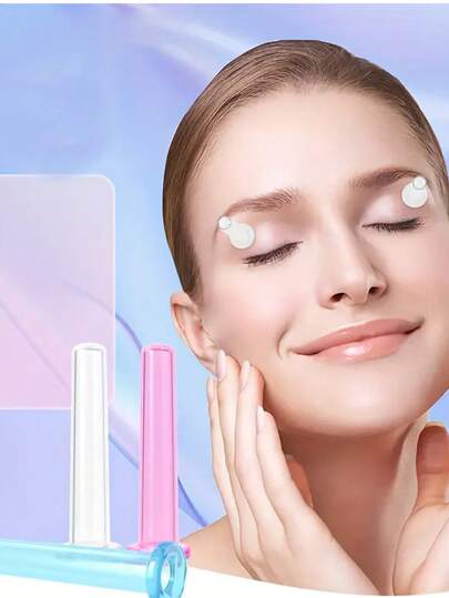 眼部面部吸盘套装真空按摩工具硅胶面部吸盘套装，面部火杯真空减压眼罩装置手动按摩杯，吸盘设计 - 便携、可拆卸、无需用电 - 适用于面部、手部、腿部、颈部和背部按摩