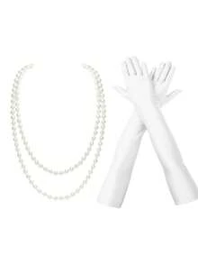 D EXCEED 1/2Pcs 1920s Long Opera Party Gloves For Women 20s Satin Gloves Costumes Elbow Length Bridal Evening Dress Accessory For Costume Party Engagement And Wedding Party