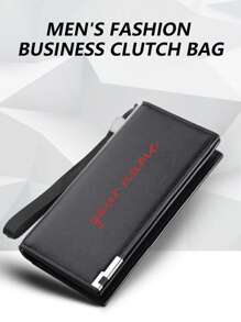 1pc Personalized Custom Men's Long Wallet, Simple Multi-Card Slot Zipper Phone Bag, Large Capacity Handbag, Multifunctional Small Handbag, Stylish Boys' And Girls' Wallet, Multi-Card Slot Ticket Holder, Unisex Black/Brown, Can Hold Phone, Anti-Theft And Anti-Demagnetization Long Zipper, Portable Wrist Strap, Multi-Layer Multi-Card Slot Light Luxury Business Leather Wallet Card Holder, Lychee Texture, Simple, Retro, Stylish, Large Capacity, Wear-Resistant