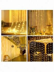 1pc10 Curtain 3*3m 300 Lights Led Curtain Lights Usb Remote Control String Lights Bachelorette Party Party Decoration Lights - Multicolor - View 5