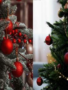 24pcs/ Red Christmas Ornaments Set - Shatterproof Christmas Tree Balls - 3 Styles, 3 Sizes With Hanging Loops And Hanging Rope To Decorate Christmas Tree - Ideal For Indoor And Outdoor Holiday Decor