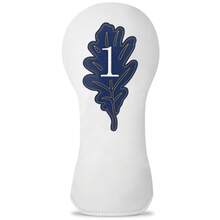 Czysty, biały, drewniany pokrowiec na główkę puttera z motywem liścia – najwyższej jakości, wytrzymały sprzęt ochronny | Idealny dla młodych entuzjastów golfa i graczy kochających naturę - Biały - Zobacz 3