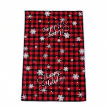 2025 New Design Christmas Snowflake Black Red Buffalo Check Plaid Microfiber Kitchen Dish Towels 16x24 Inches (40x60cm) - Super Absorbent Polyester Tea Towels, Holiday Dish Cloths, Festive Home Decor, Cozy Xmas Gifts