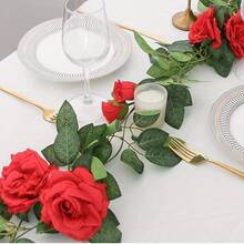 8Pcs (52ft) Artificial Rose Vine Fake Flower Garland Fake Rose Hanging Vine For Wedding Party Background Arch Garden Background Decoration