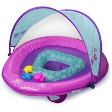 Deluxe Baby Float with Adjustable Canopy - 6-24 Months - Baby Swim Float with Splash & Play Activity Center and Perfect-Fit Safety Seat - Navy/White - Rosado/Verde agua - Ver 1